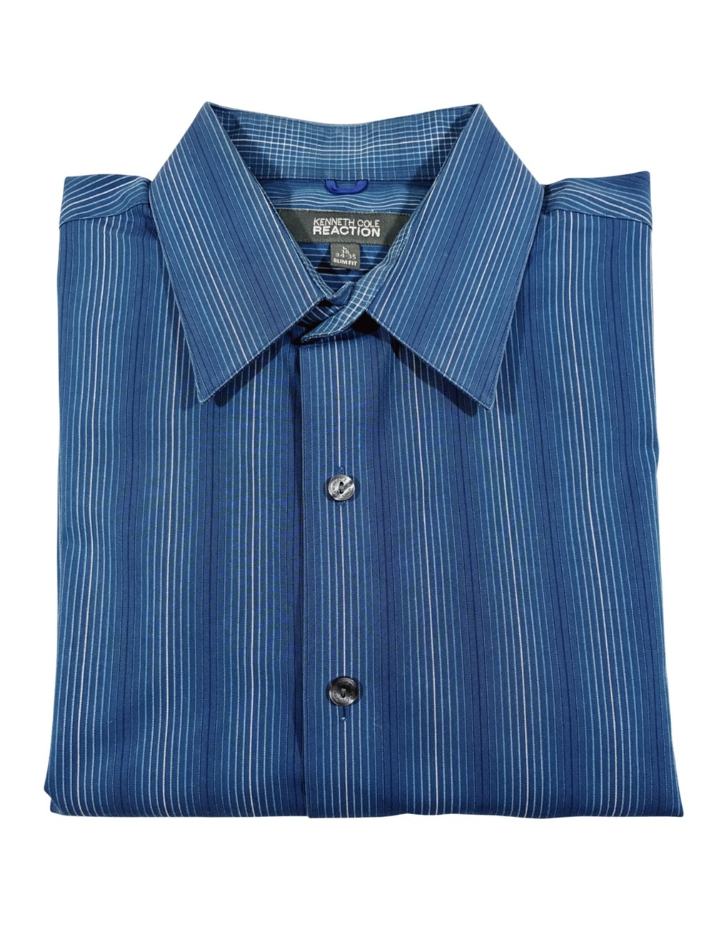 Kenneth Cole Blue Pinstripe Dress Shirt - Slim Fit